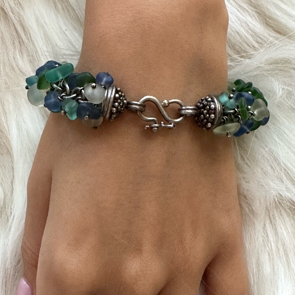 sterling silver Coastal Green & Blue Sea d Bracelet - Women Jewelry - Picture 5 of 12